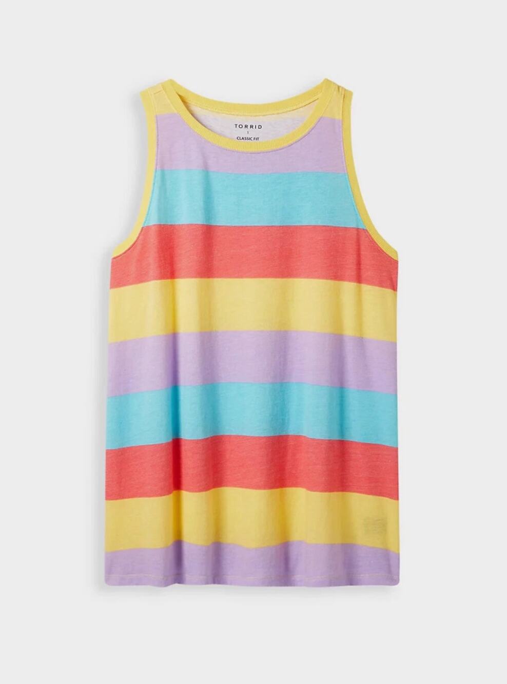 Torrid Triblend Jersey Multi Colored Striped Sleeveless Tee Classic Plus Size 3